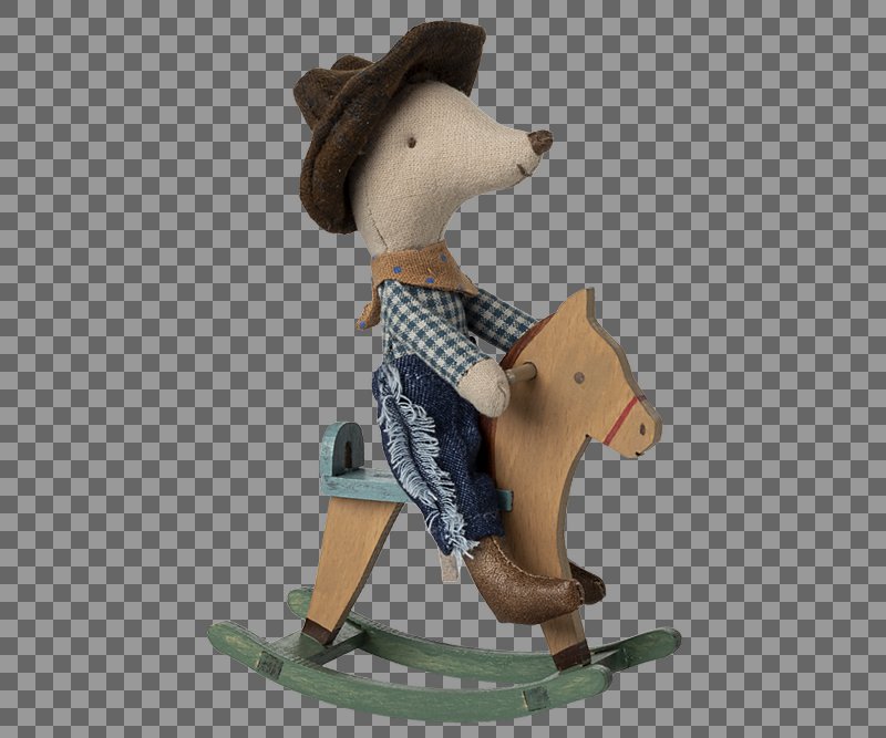 Cowboy Maus auf Schaukelpferd