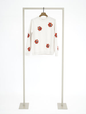 Pullover mit Blumenmuster limestone multi (helles Beige mit rot/orangen Blumen)