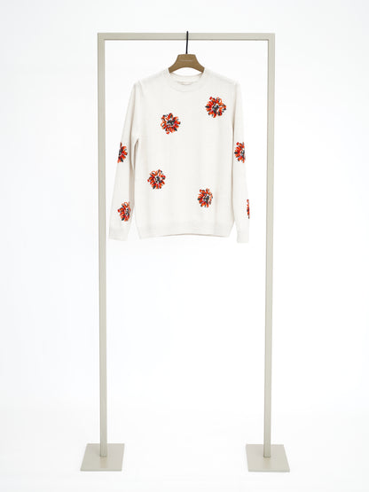 Pullover mit Blumenmuster limestone multi (helles Beige mit rot/orangen Blumen)