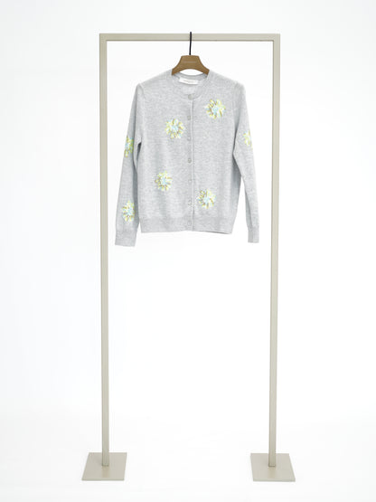 Cardigan mit Blumenmuster senderling multi (grau mit grünen Blumen)