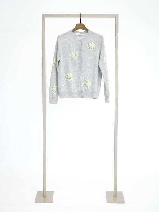 Cardigan mit Blumenmuster senderling multi (grau mit grünen Blumen)