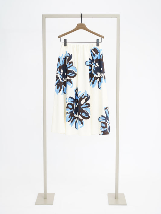 Weiter Rock mit großem Blumendruck aurora multi (Blautöne)