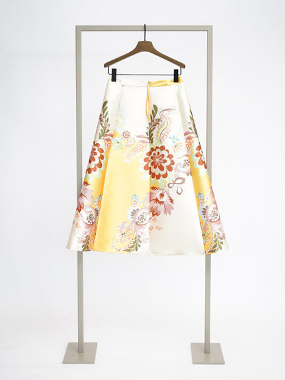 Glockenrock mit floralem Allover-Print / yellow multi