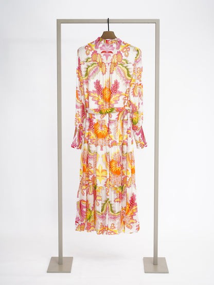 Langes Kleid pink buttercup multi ( weißgrundig mit pink/gelb/grün/orangem Muster)