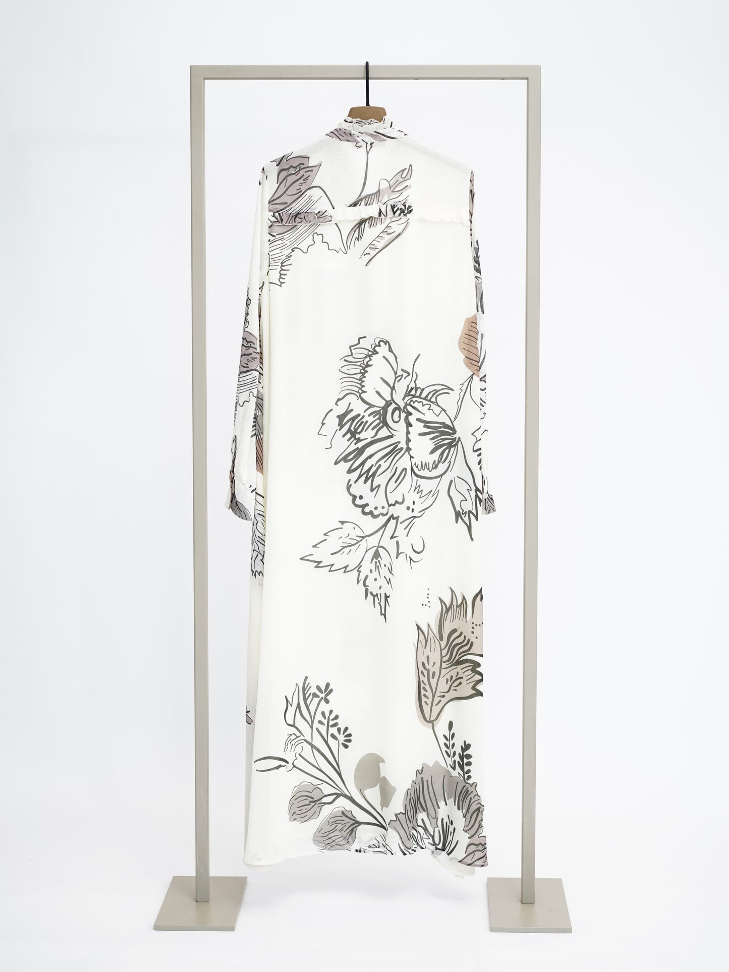 Langes Seidenkleid burro taupe multi ( hellgrundig mit braun/schwarzem Muster)