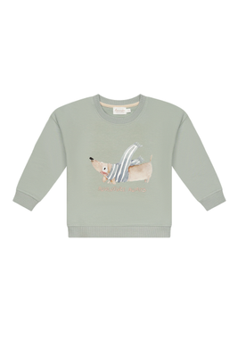 Sweatshirt mit Dackel "adventure awaits" hellgrün