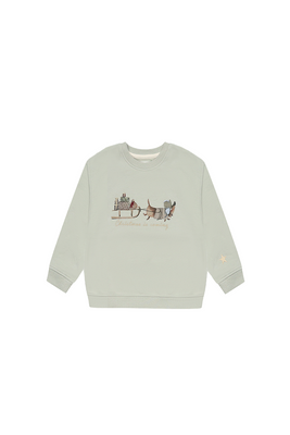 Oversized Sweatshirt Dackel "Christmas is coming" soft green