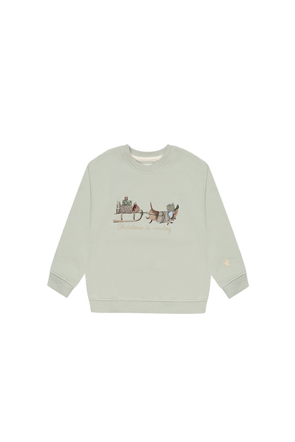 Oversized Sweatshirt Dackel "Christmas is coming" soft green