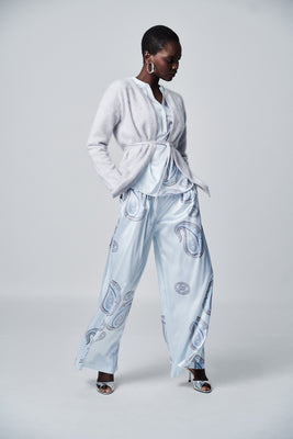 Gemusterte Seidenhose air multi (hellblau/taupe)