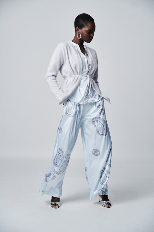 Gemusterte Seidenhose air multi (hellblau/taupe)