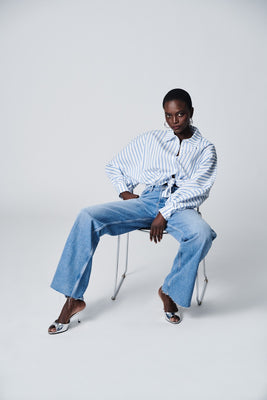 Gestreifte Bluse azure/superwhite