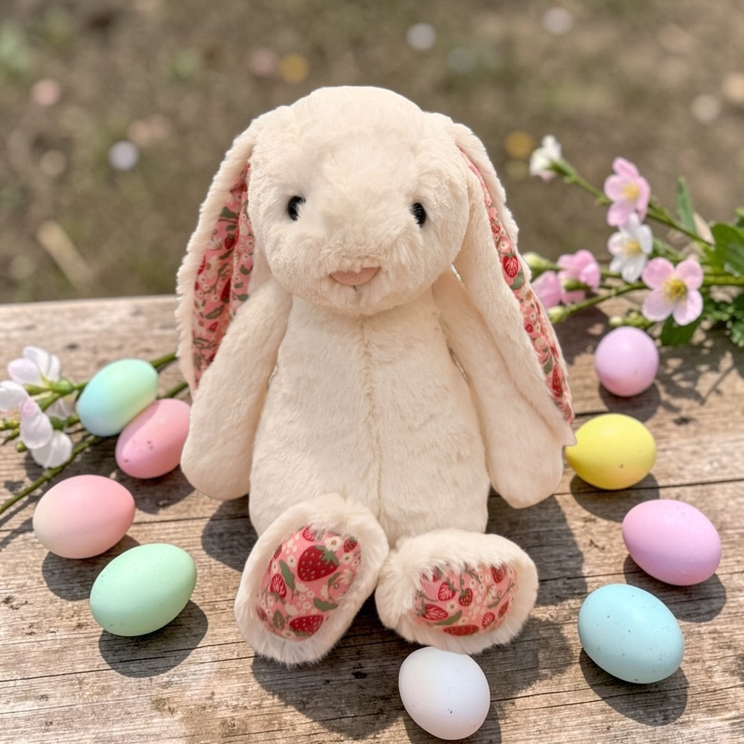 Blossom Cream Bunny 'Berry' - Weißer Hase mit bunten Ohren