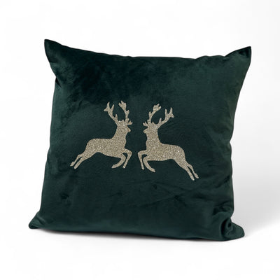 Samtkissen silberne Hirsche