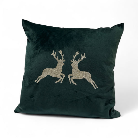 Samtkissen silberne Hirsche