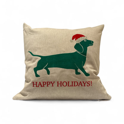 Leinenkissen Dackel Happy Holidays