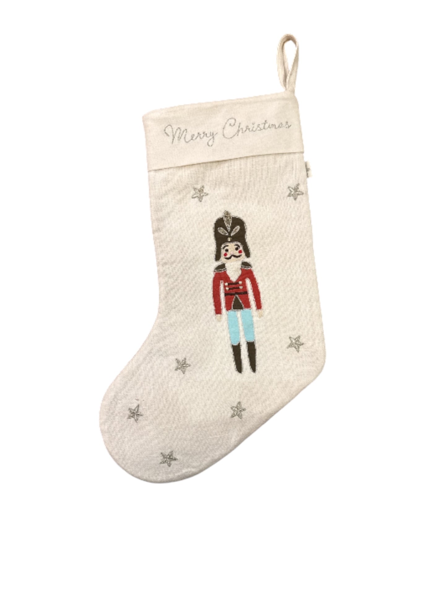 Weihnachtsstrumpf "Nutcracker White" mit Stickerei