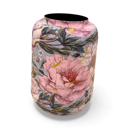 Vase - mit hellem rosa/goldenem Blumenmuster