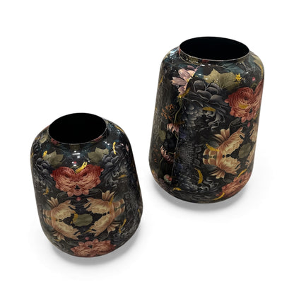 Vase - mit dunklem Blumendesign