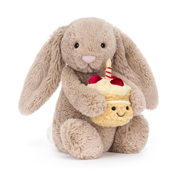Häschen mit Geburtstagstorte - Bashful Beige Bunny "Birthday"