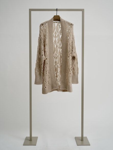 Cardigan im Lochstrickmuster-irish cream