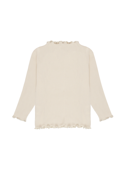 Langarmshirt mit Rüschen an Kragen und Ärmeln