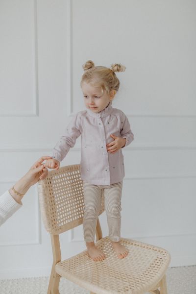 Flanellbluse mit Herzchenstickerei