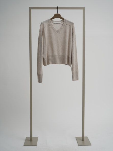 Kaschmirpullover mit V-Ausschnitt mushroom
