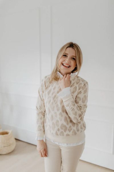 Sweatshirt mit hellem Leoprint für Frauen
