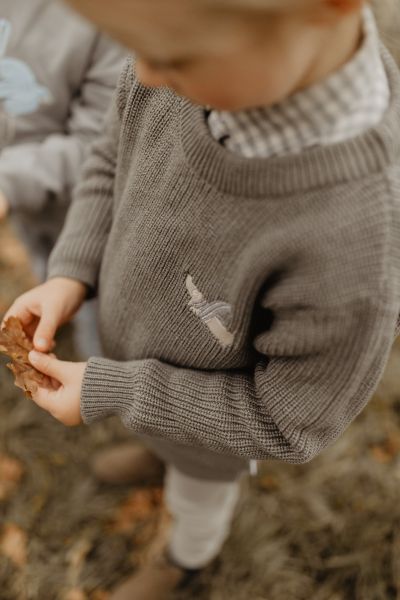 Strickpullover mit kleiner Stickerei "little dog" green