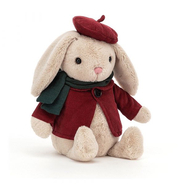 Hase mit roter Baske und Jacke-Dickensian Bunny